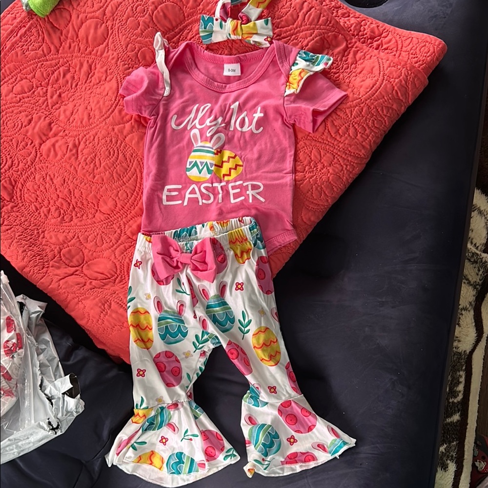 My First Easter Pink and White Babygirl Set